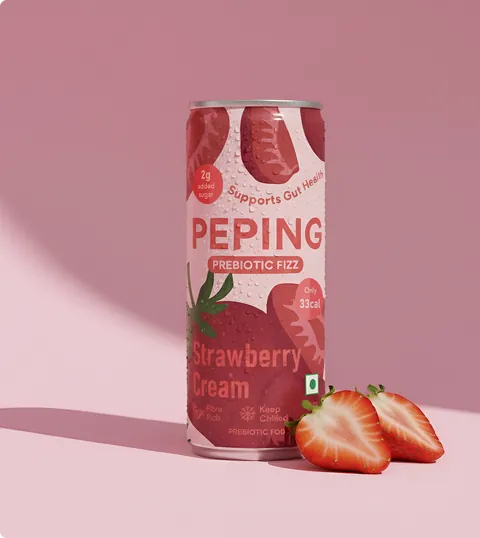 Peping Prebiotic Fizz Strawberry Cream, 250 ml can