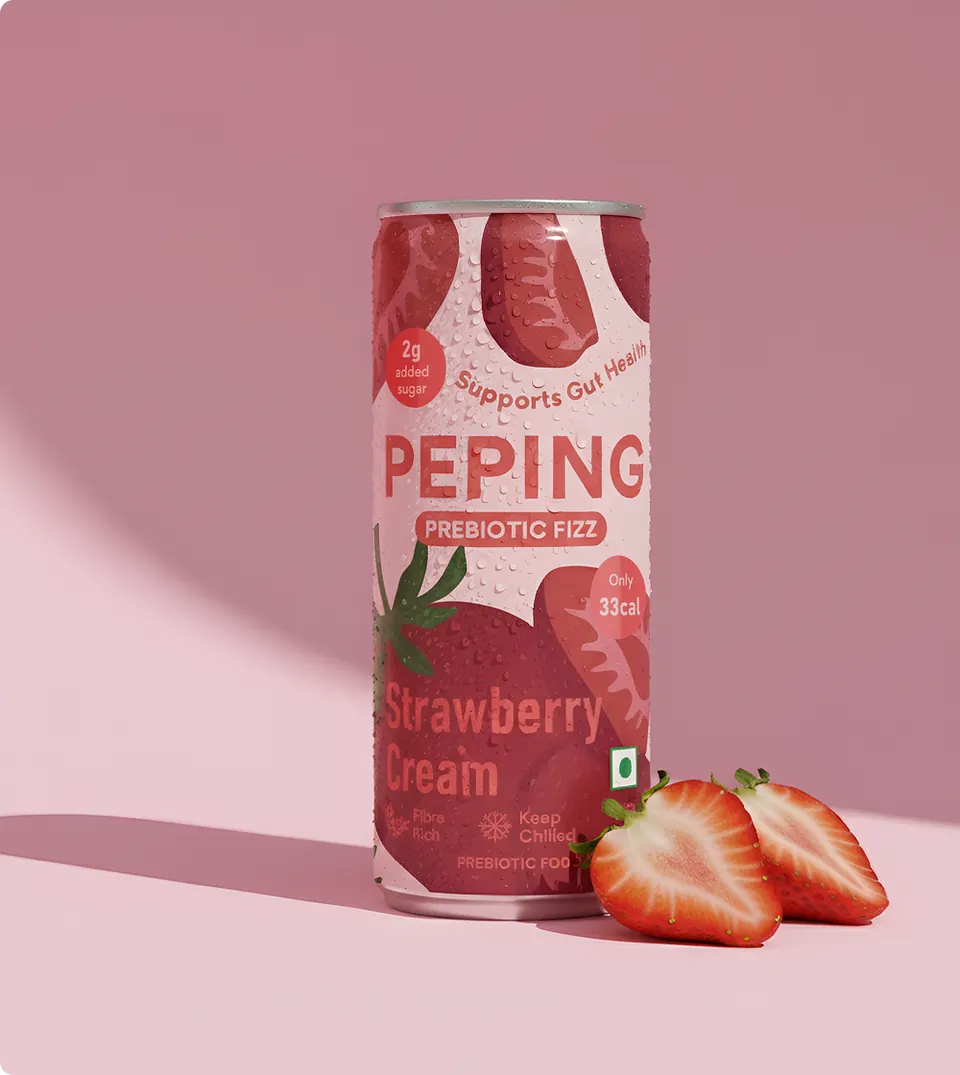 Peping Prebiotic Fizz Strawberry Cream, 250 ml can