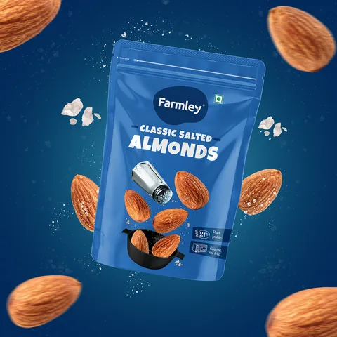 Farmley Classic Salted Almonds (200g), Roasted, Not Fried
